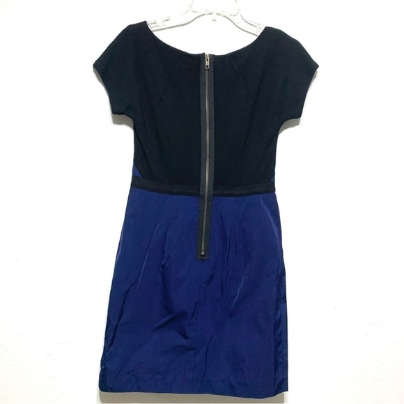 Theory Joena Dress Color Block Blue & Black Short Sleeve Career Business size 2 - Picture 6 of 7